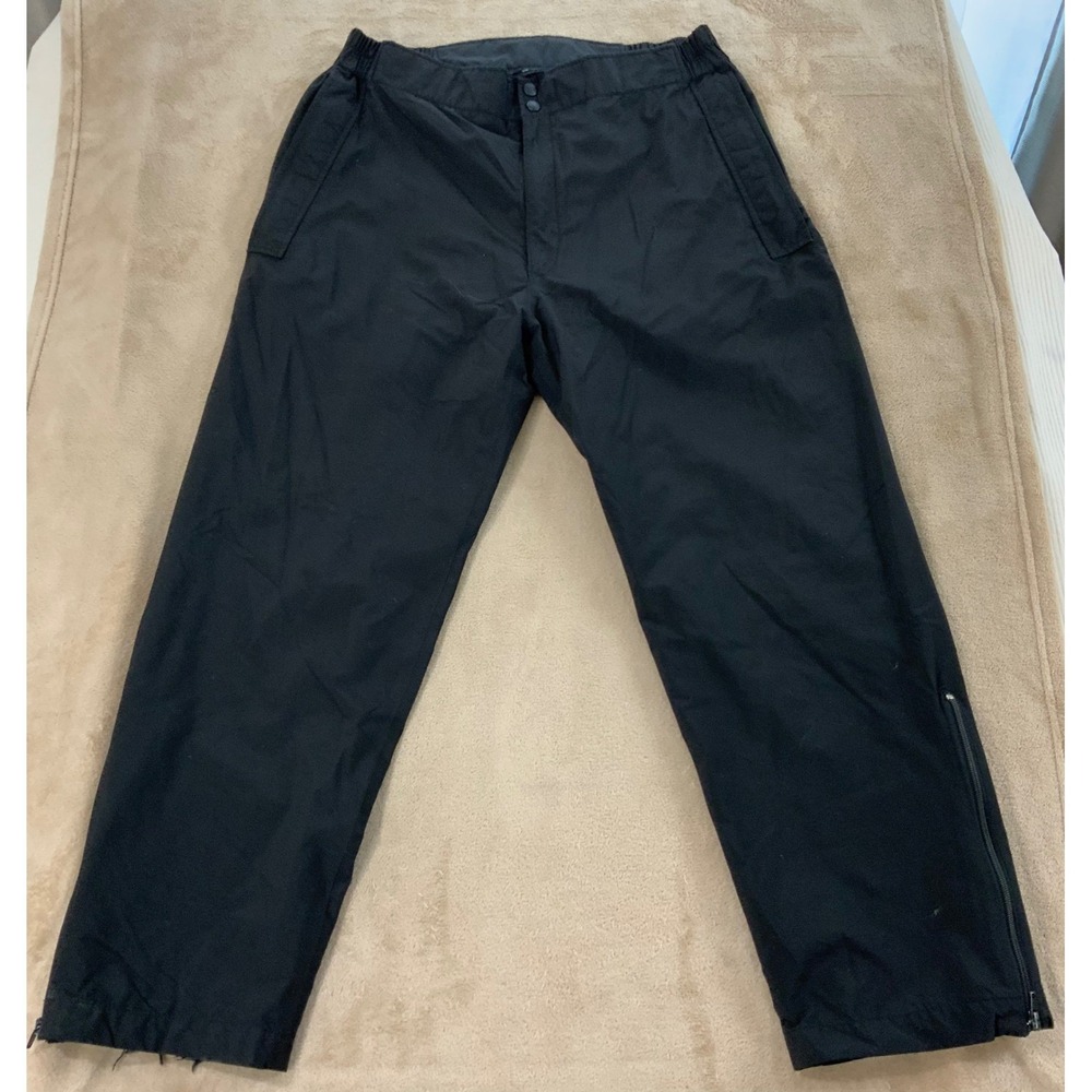 Vintage Eddie Bauer Pants Men L Black G0r3-T3x Ankle Zip‎ Nylon WIndbreaker EUC